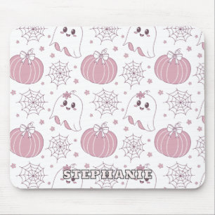 Pastel Pink Halloween Seamless Pattern (3) Mouse Pad