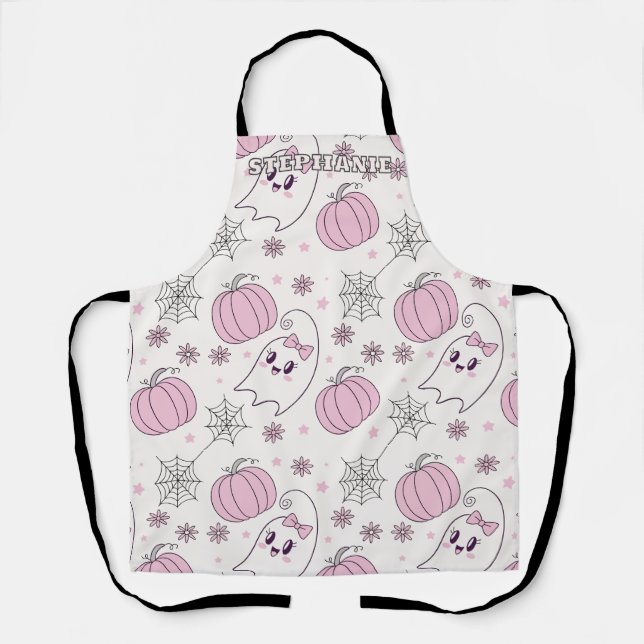 Pastel Pink Halloween Seamless Pattern (4) Apron (Front)