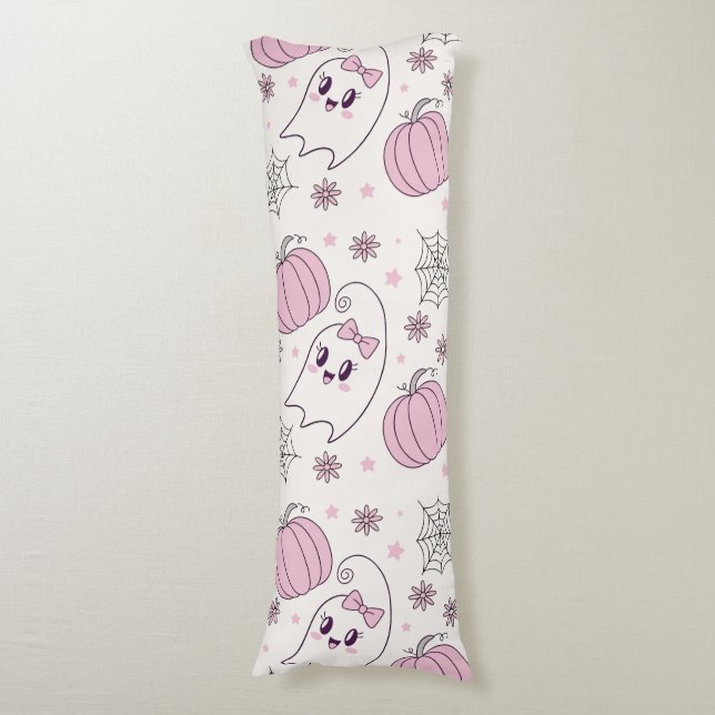 Pastel Pink Halloween Seamless Pattern (4) Body Cushion (Front Vertical)