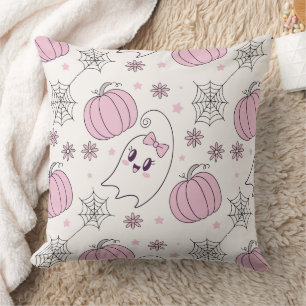 Pastel Pink Halloween Seamless Pattern (4) Cushion