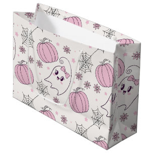 Pastel Pink Halloween Seamless Pattern (4) Large Gift Bag