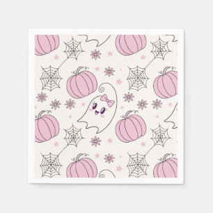 Pastel Pink Halloween Seamless Pattern (4) Napkin
