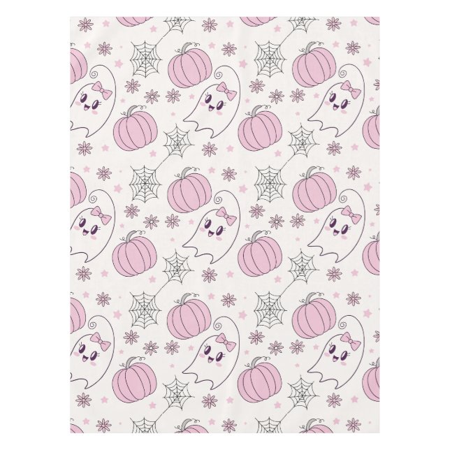 Pastel Pink Halloween Seamless Pattern (4) Tablecloth (Front)