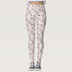 Pastel Pink Halloween Seamless Pattern (5) Leggings