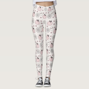 Pastel Pink Halloween Seamless Pattern Leggings