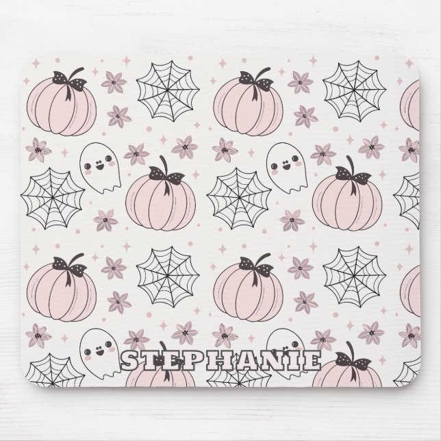 Pastel Pink Halloween Seamless Pattern Mouse Pad (Front)
