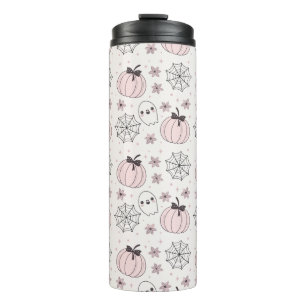 Pastel Pink Halloween Seamless Pattern Thermal Tumbler