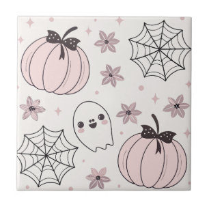 Pastel Pink Halloween Seamless Pattern Tile