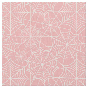 pastel pink halloween spider web fabric