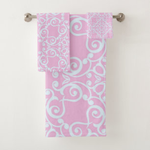 PASTEL PINK HAMPTONS STYLE BATHROOM TOWEL SET