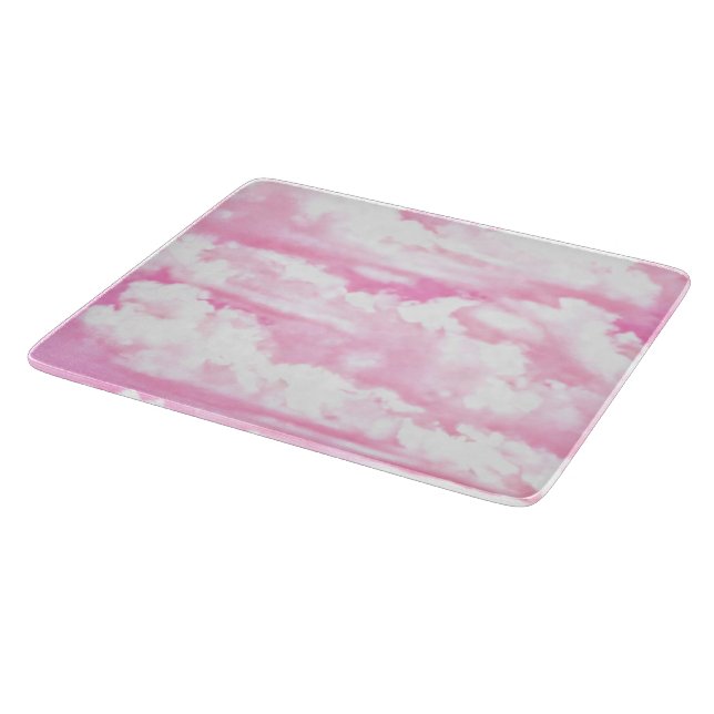 Pastel Pink Happy Clouds Decoration Cutting Board (Corner)