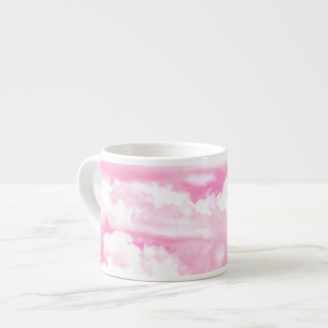 Pastel Pink Happy Clouds Decoration Espresso Cup (Front Left)