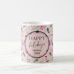 Pastel Pink Happy Holidays Mug