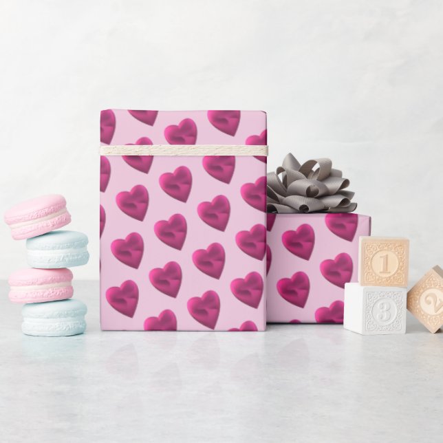 Pastel Pink Hearts Simple Minimal Wrapping Paper (Baby Shower)