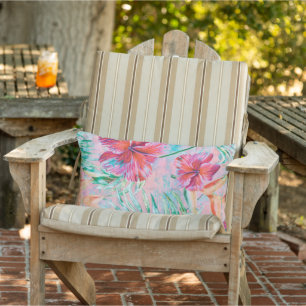 Pastel Pink Hibiscus Flower Throw Pillow