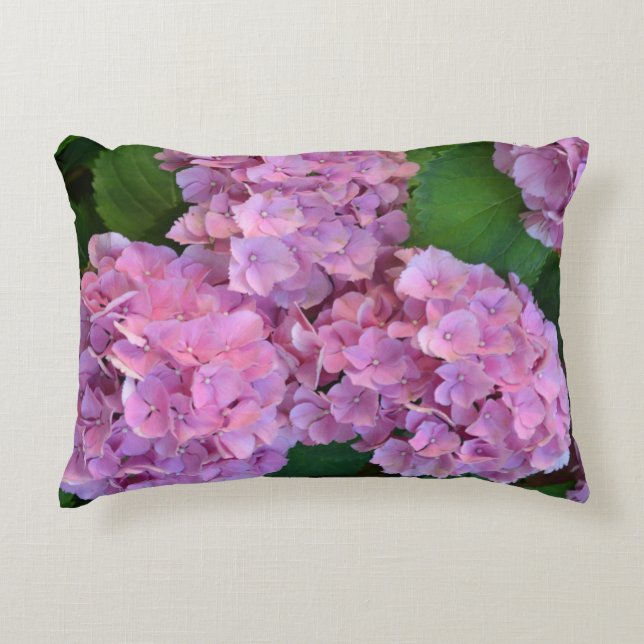 Pastel pink Hortensia hydrangea flowers  Decorative Cushion (Front)