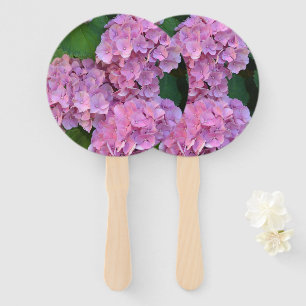 Pastel pink Hortensia hydrangea flowers  Hand Fan