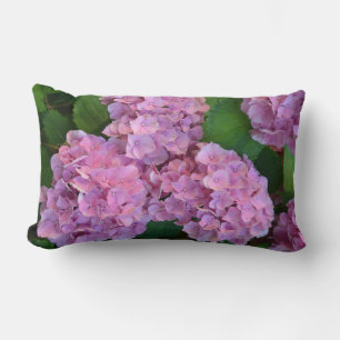 Pastel pink Hortensia hydrangea flowers Lumbar Cushion