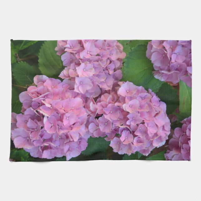 Pastel pink Hortensia hydrangea flowers  Tea Towel (Horizontal)
