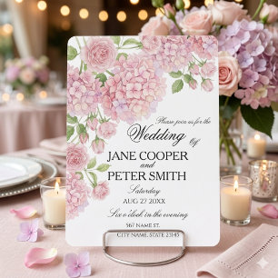 Pastel pink hydrangeas and roses Budget Wedding  I Invitation