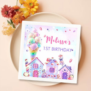 Pastel Pink Ice Cream Birthday Party Napkins
