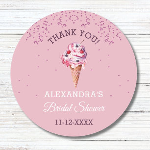 Pastel Pink Ice Cream Bridal Shower Thank You Classic Round Sticker