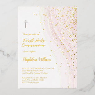 pastel pink ink and FAUX glitter   First Communion