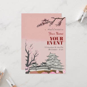 Pastel pink japanese blossom  invitation