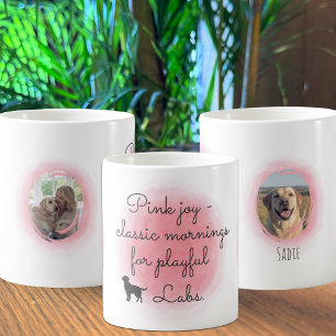 Pastel Pink Labrador Retriever Silhouette Custom Coffee Mug