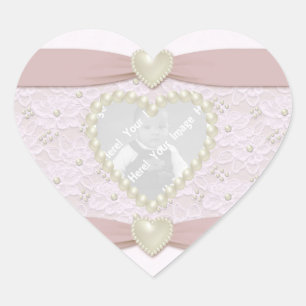 Pastel Pink Lace Pearl Baby Photo Sticker