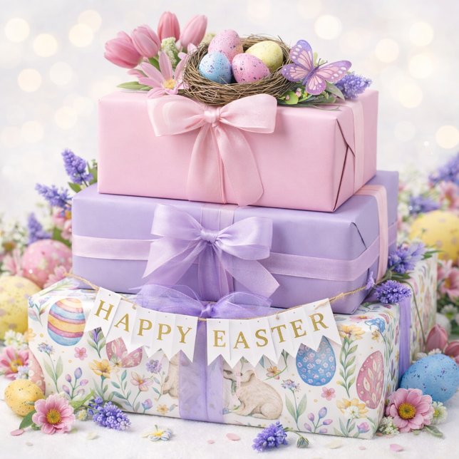 Pastel Pink & Lavender Easter Wrapping Paper Sheet (Creator Uploaded)