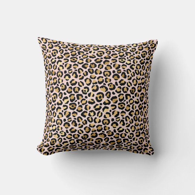 Pastel Pink Leopard Animal Print Pattern Cushion (Front)