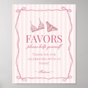 Pastel Pink Lingerie Bachelorette Party Favours Poster