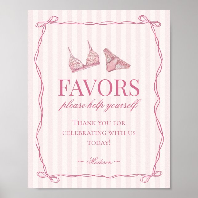 Pastel Pink Lingerie Bachelorette Party Favours Poster (Front)