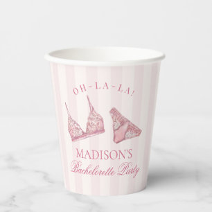 Pastel Pink Lingerie Shower Bachelorette Bridal Paper Cups