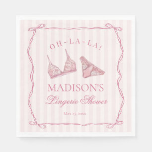 Pastel Pink Lingerie Shower Bachelorette Party Napkin