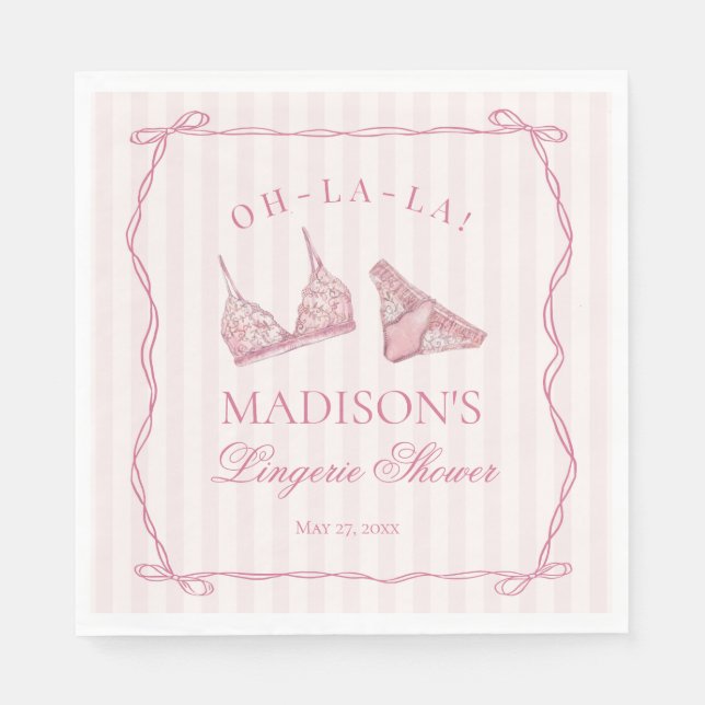 Pastel Pink Lingerie Shower Bachelorette Party Napkin (Front)