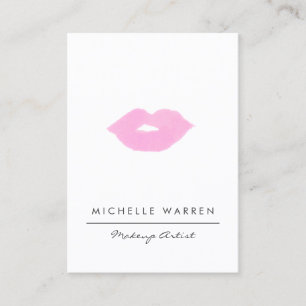 Pastel Pink Lips Watercolor Makeup Artist Business Card