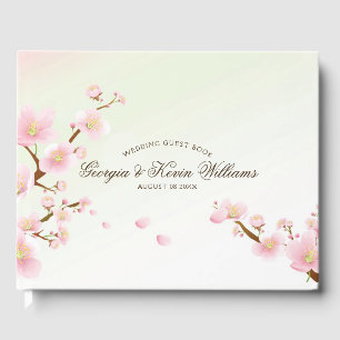 Pastel Pink Magnolia Spring Blossom Guest Book