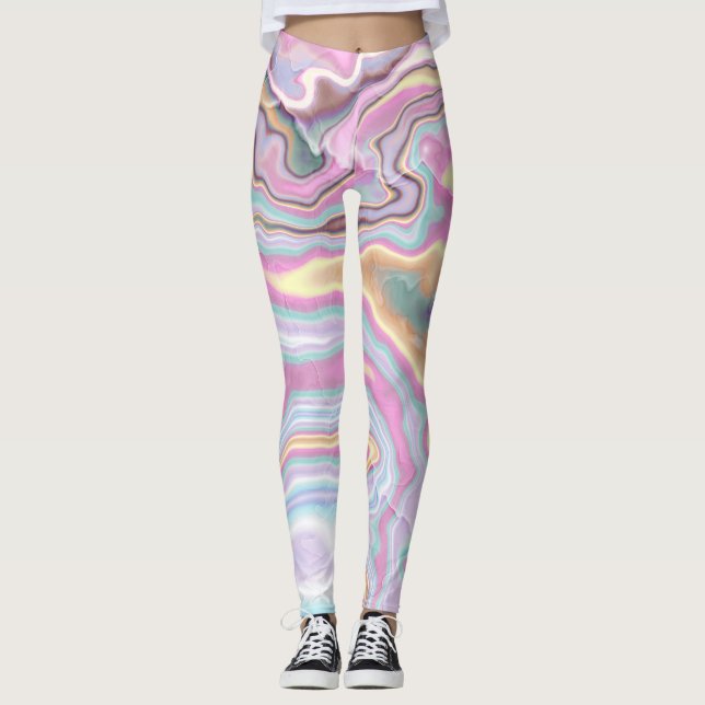 Pastel Pink Marble Serenity Leggings (Front)