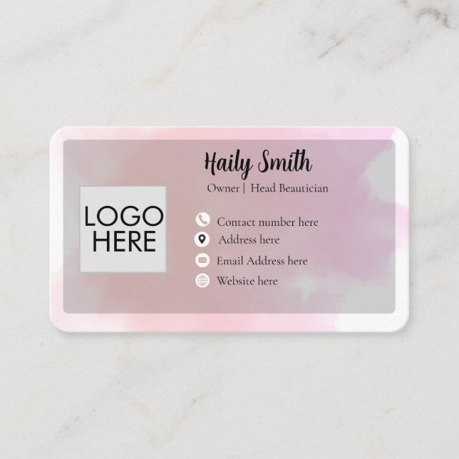 Pastel Pink & Mauve Gradient Modern Business card (Front)