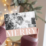 Pastel Pink Merry & Family Photo | Happy Holiday Postcard<br><div class="desc">Pastel Pink Merry & Family Photo | Happy Holiday</div>