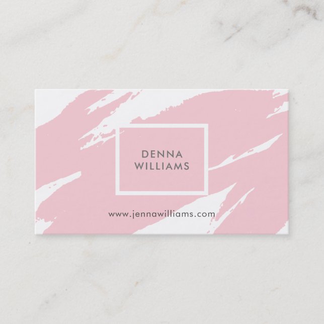 Pastel pink messy brushstrokes business card (Front)