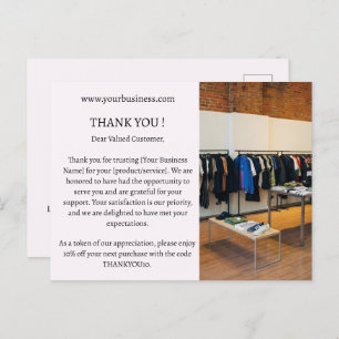 Pastel Pink Minimalist Budget Business Thank You Postcard