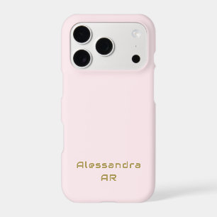Pastel Pink Minimalist Gold Name Initials Custom