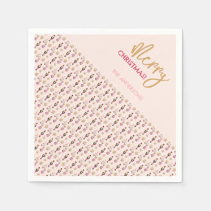 Pastel Pink Modern Christmas Pattern Napkin
