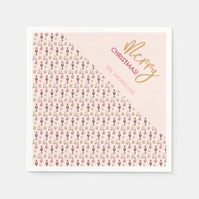 Pastel Pink Modern Christmas Pattern Napkin (Front)