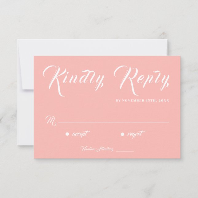 Pastel Pink Modern Wedding RSVP Card (Front)