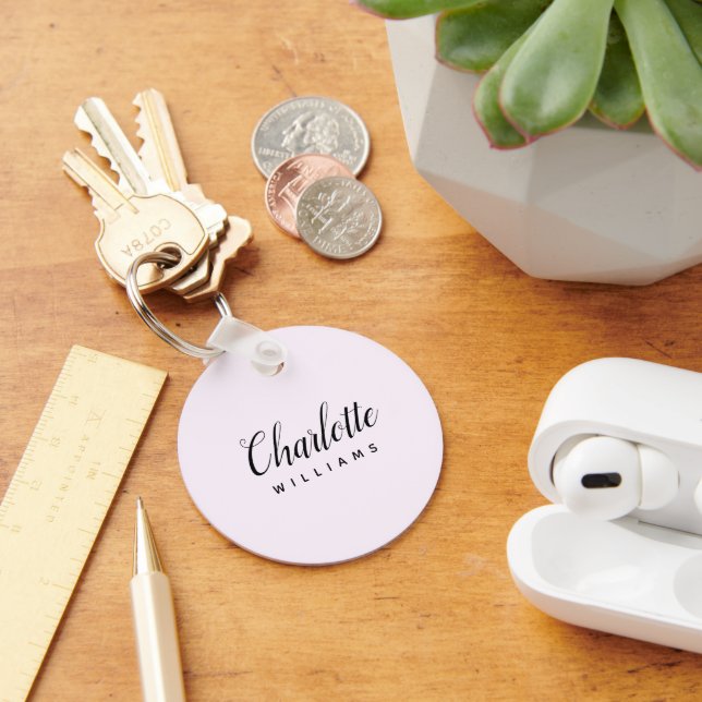Pastel Pink Monogram Keychain – Minimalist Style (Desk)