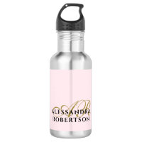 Pastel Pink Monogram Minimalist Gold Black Elegant